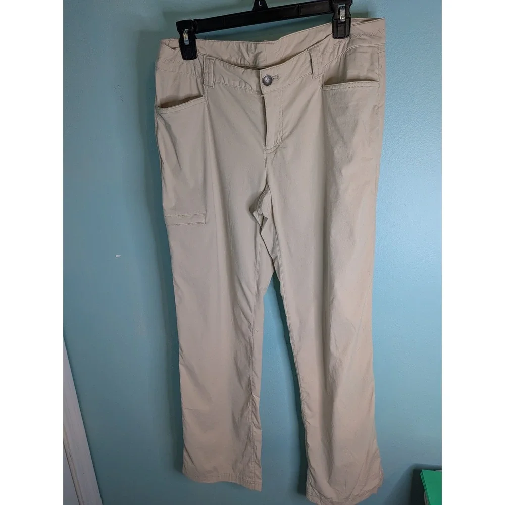 Eddie‎ Bauer First Ascent Guide Pants Womens 8 Beige Hiking Outdoor Roll Up Hem